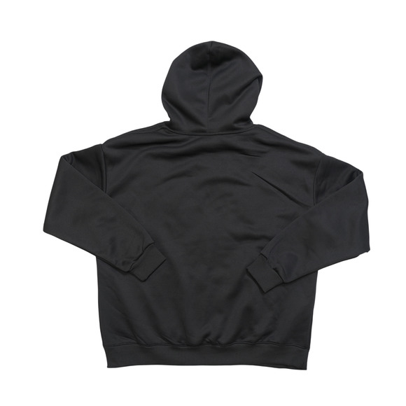 NWOT Pullover Hoodie Black Logo Kangroo Pocket Drawstring Hood Gorpcore Minimal - Picture 2 of 11